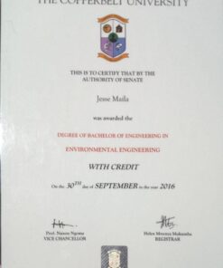 Buy Degree From the The Copperbelt University
