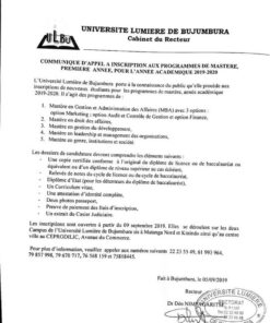Buy degree from Université Lumière de Bujumbura
